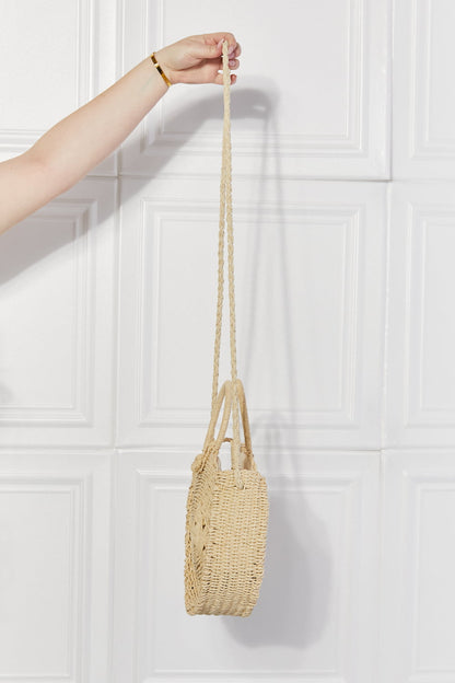 Justin Taylor Feeling Cute Rounded Rattan Handbag in Ivory