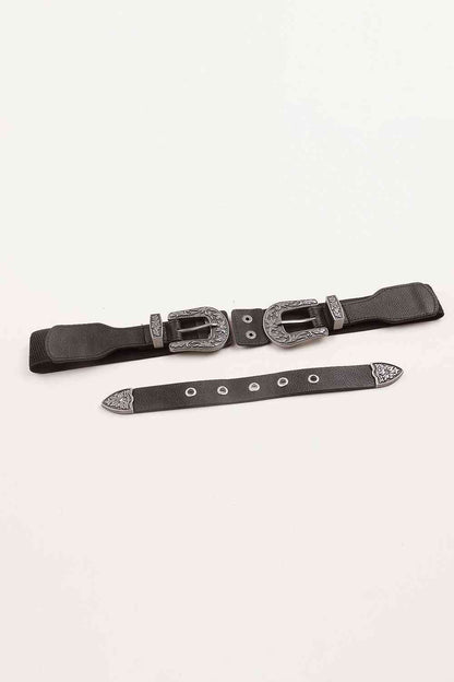 Symmetrical Zinc Alloy Buckle PU Leather Belt