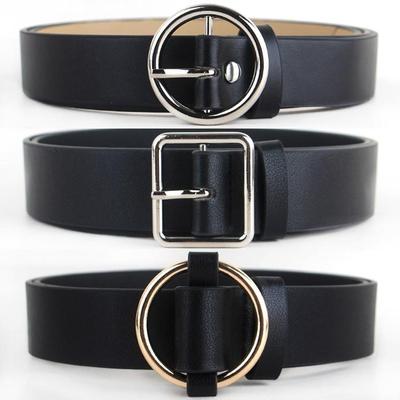 Faux-Leather Pin Buckle Vegan Womens Belt