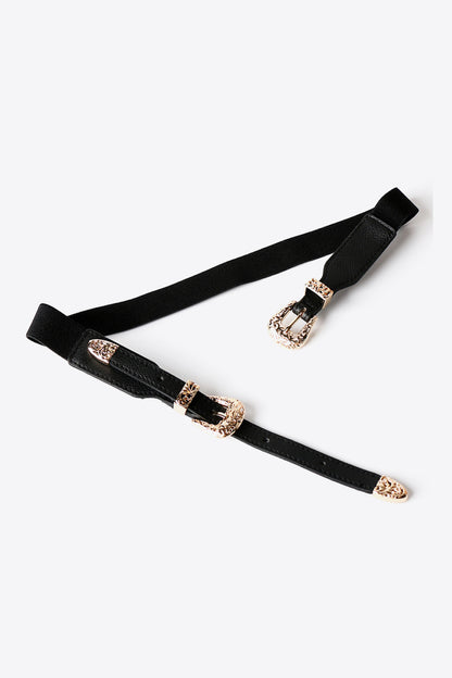 Double Buckle PU Leather Belt