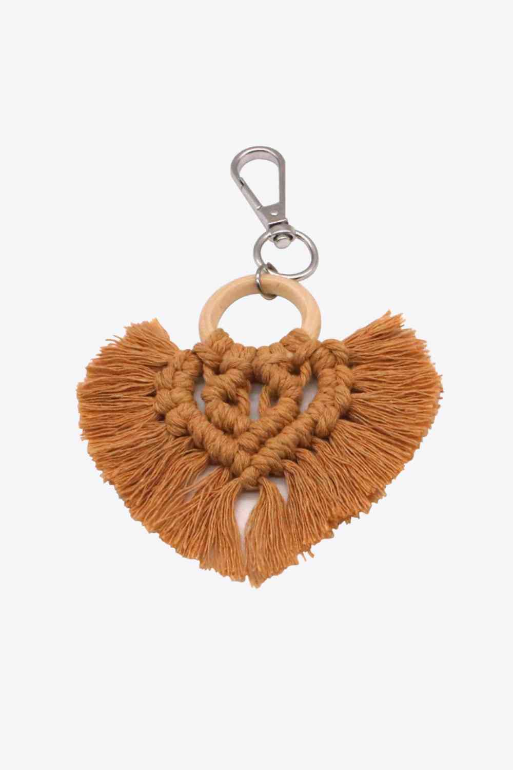 Assorted 4-Pack Heart-Shaped Macrame Fringe Keychain