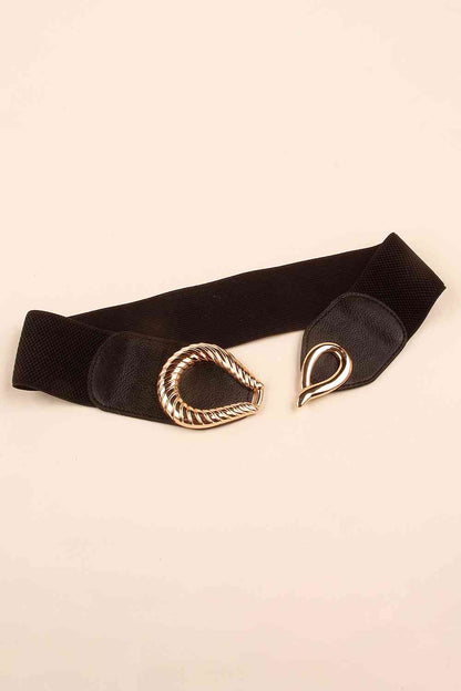 Ribbed Alloy Buckle Elastic Belt