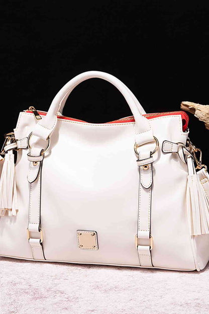 PU Leather Handbag with Tassels