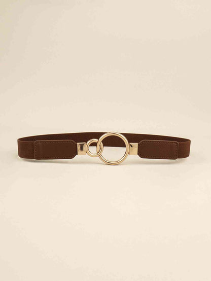 Double Ring Buckle Elastic PU Belt